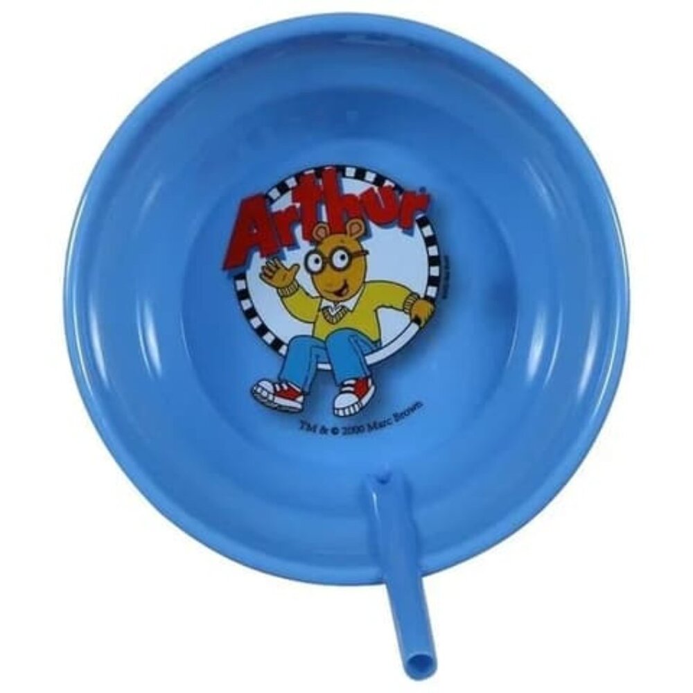 2 PC PBS ARTHUR AND BERENSTAIN BEARS PLASTIC SIP BOWLS SOUP CEREAL BLUE AND RED